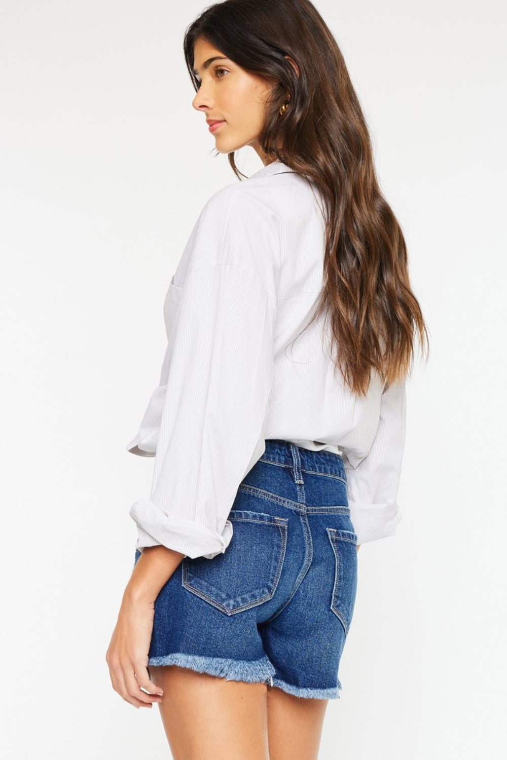 Honeybee Mumford's High Rise Frayed Hem Denim Shorts