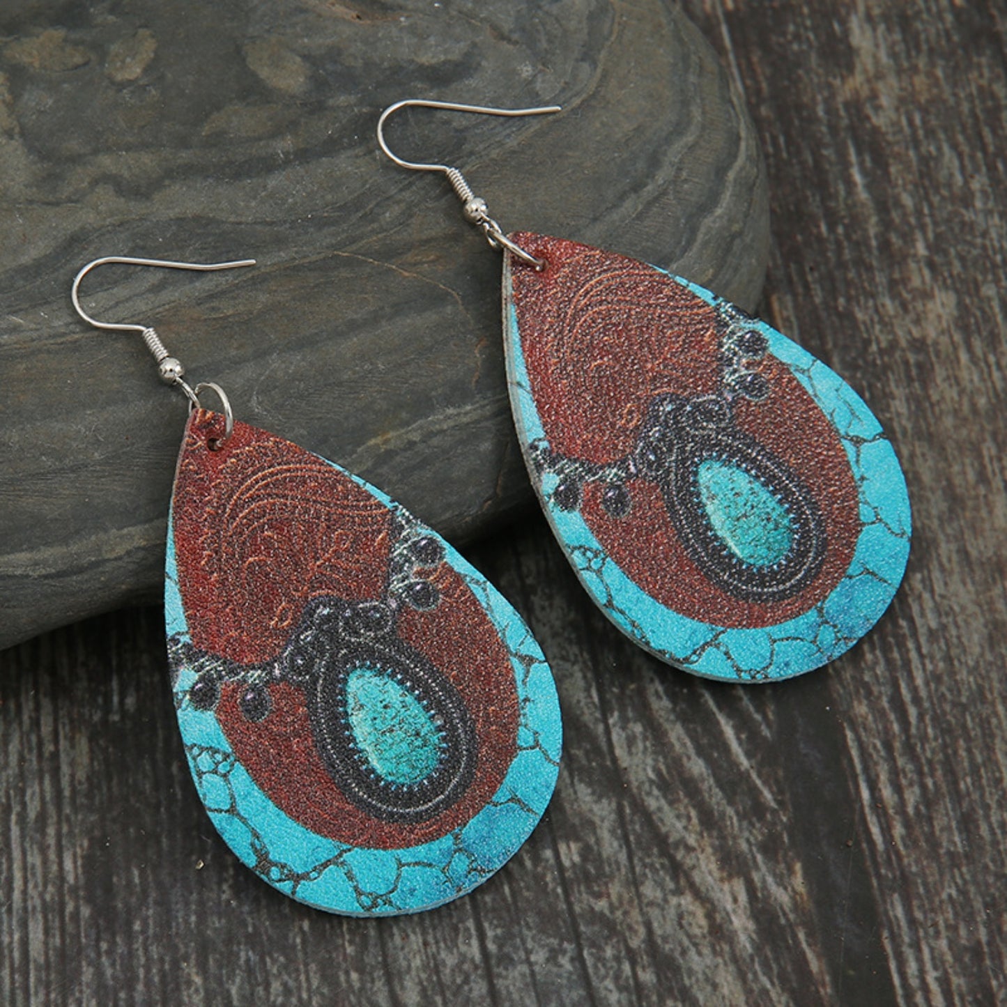 honeybee Mumford's Leather Iron Hook Teardrop Earrings