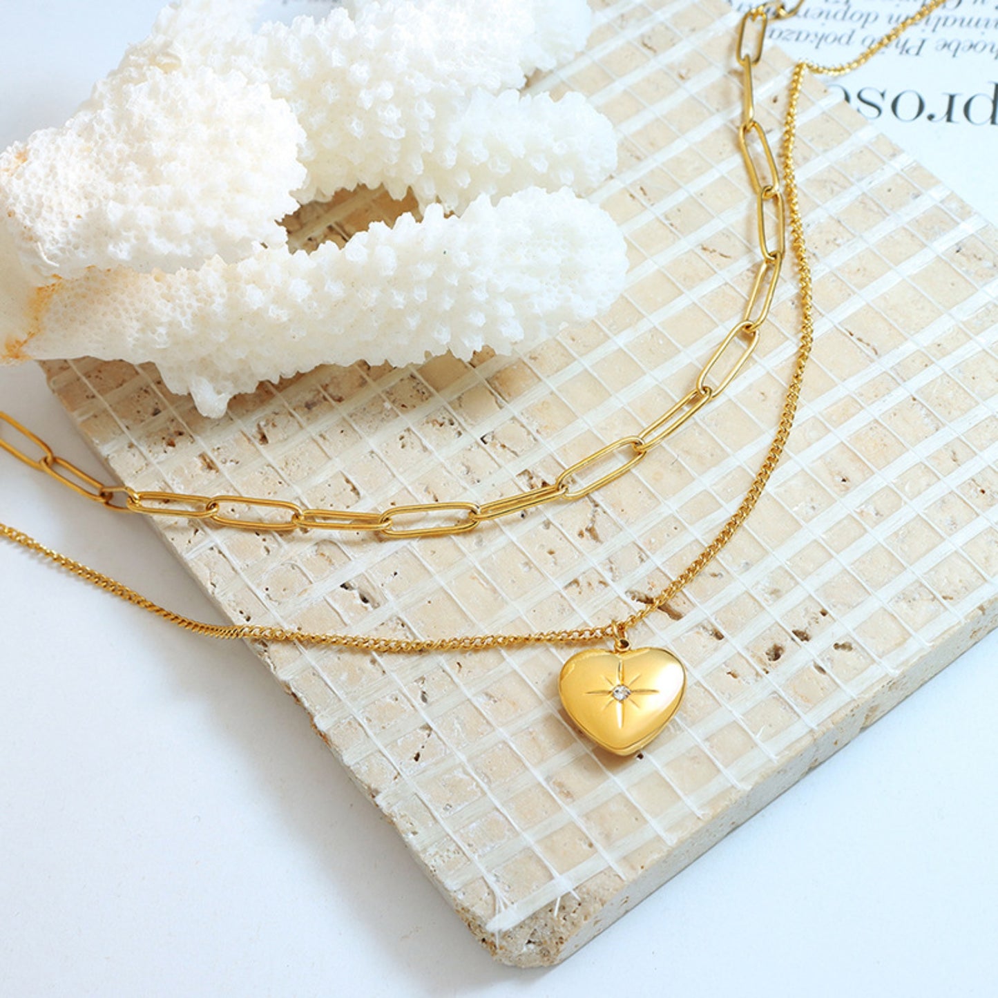 Honeybee Mumford's Double Layered Heart Pendant Necklace