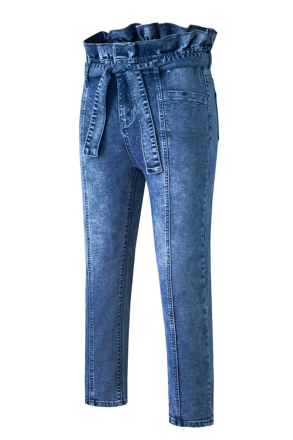 Honeybee Mumford's Blue Seamed Stitching High Waist Knot Skinny Jeans