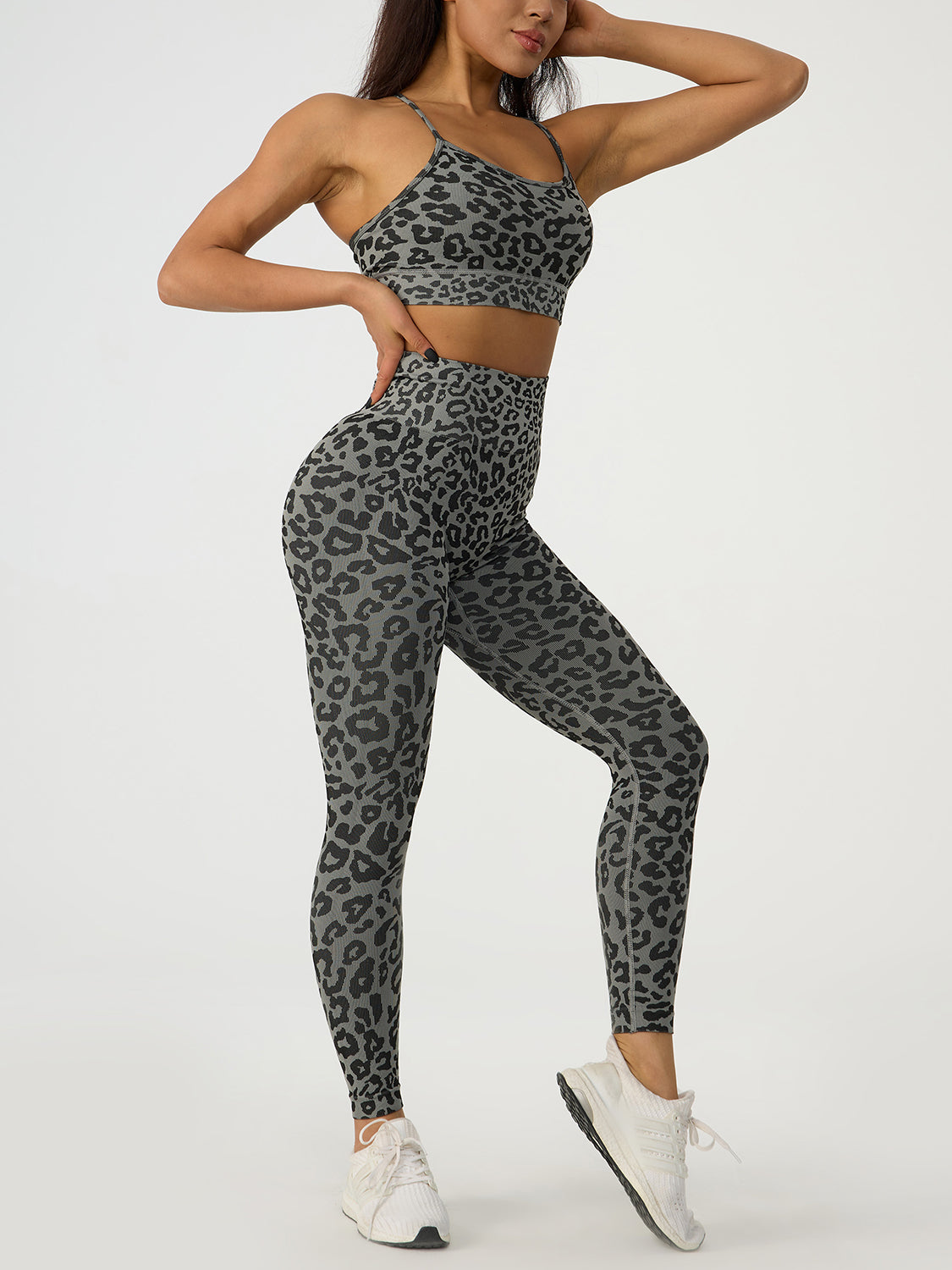 Honeybee Mumford's Leopard Crisscross Top and Leggings Active Set