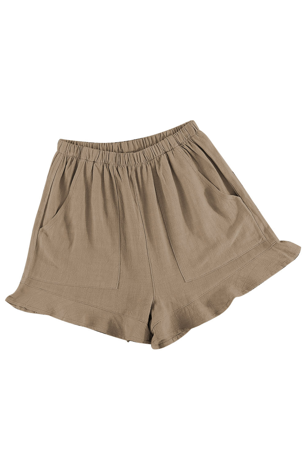 Honeybee Mumford's Khaki High Waist Pocketed Ruffle Shorts