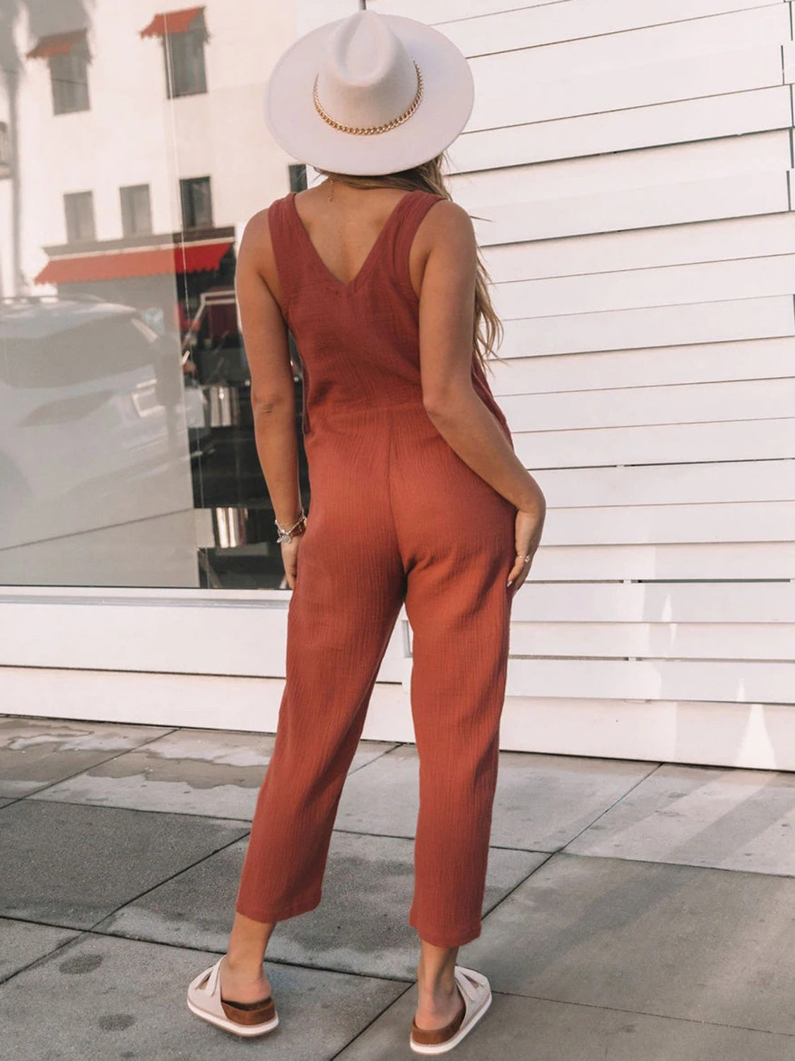 Honeybee Mumford's Full Size Scoop Neck Wide Strap Jumpsuit