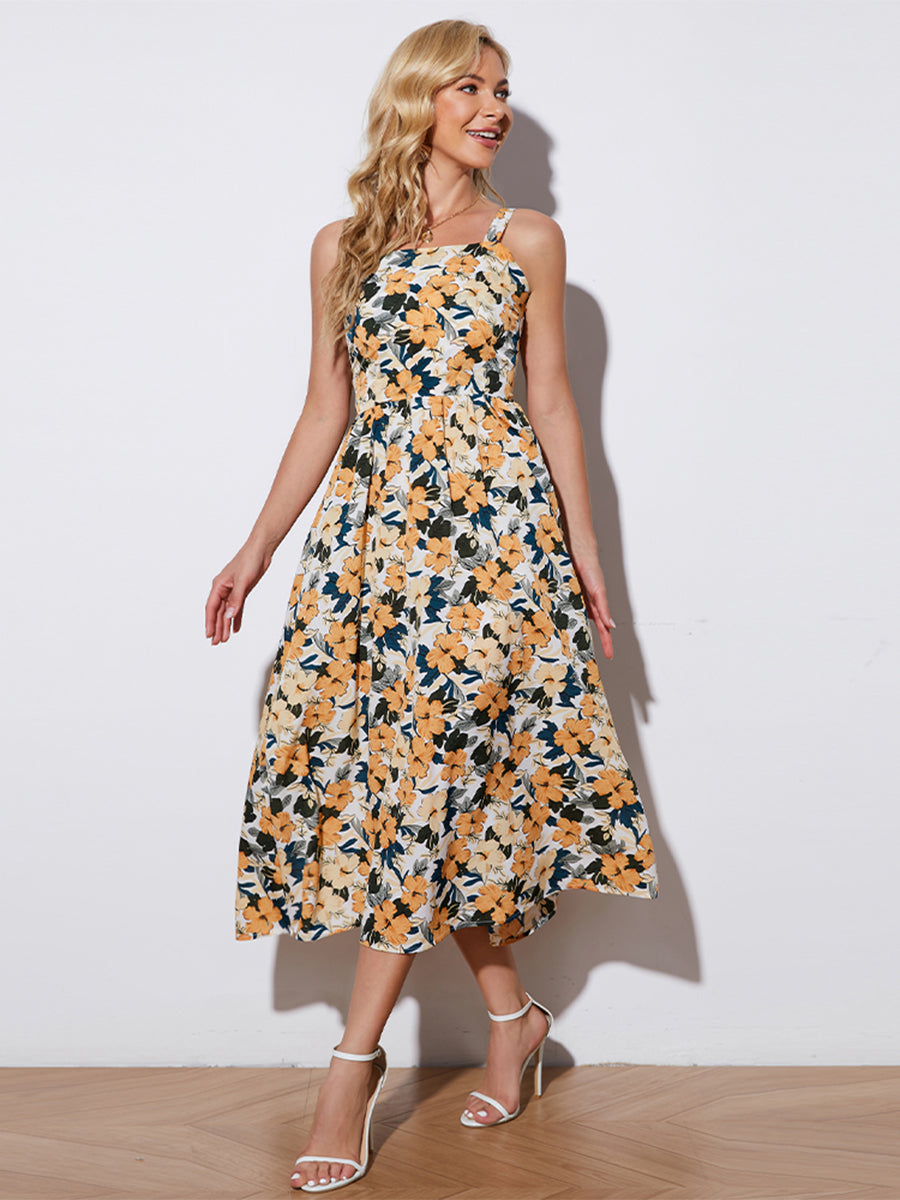 Honeybee Mumford's Floral Tie-Back Sleeveless Midi Dress