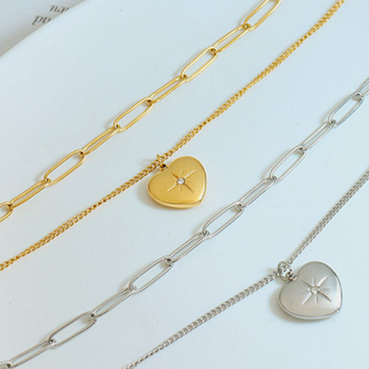 Honeybee Mumford's Double Layered Heart Pendant Necklace