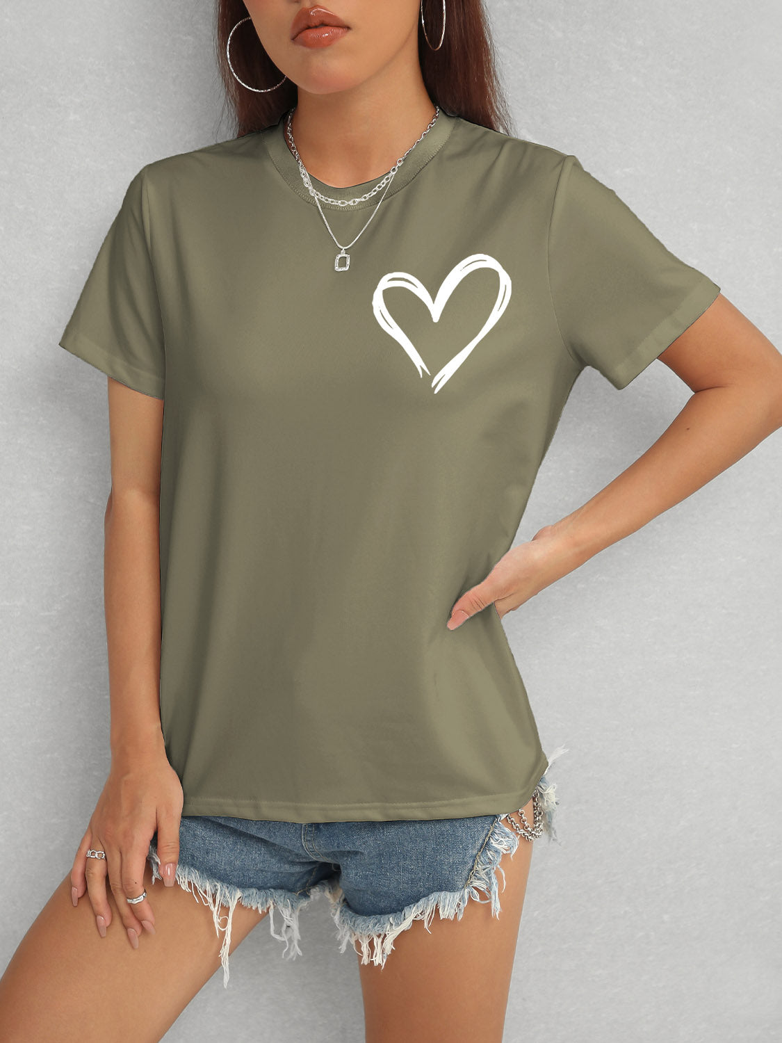 Honeybee Mumford's Heart Round Neck Short Sleeve T-Shirt