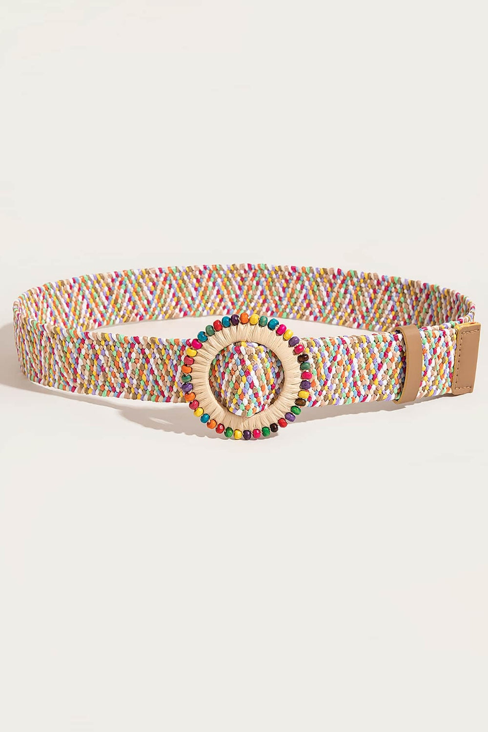 Honeybee Mumford's Multicolored Beaded Round Buckle Belt