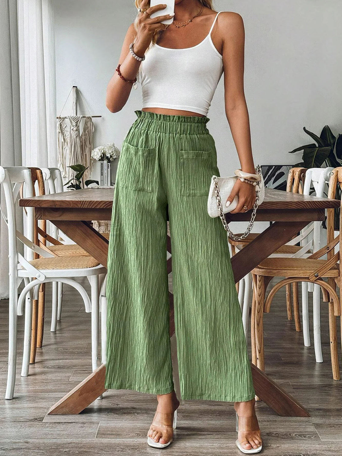 Honeybee Mumford's Pocketed Elastic Waist Wide Leg Pants