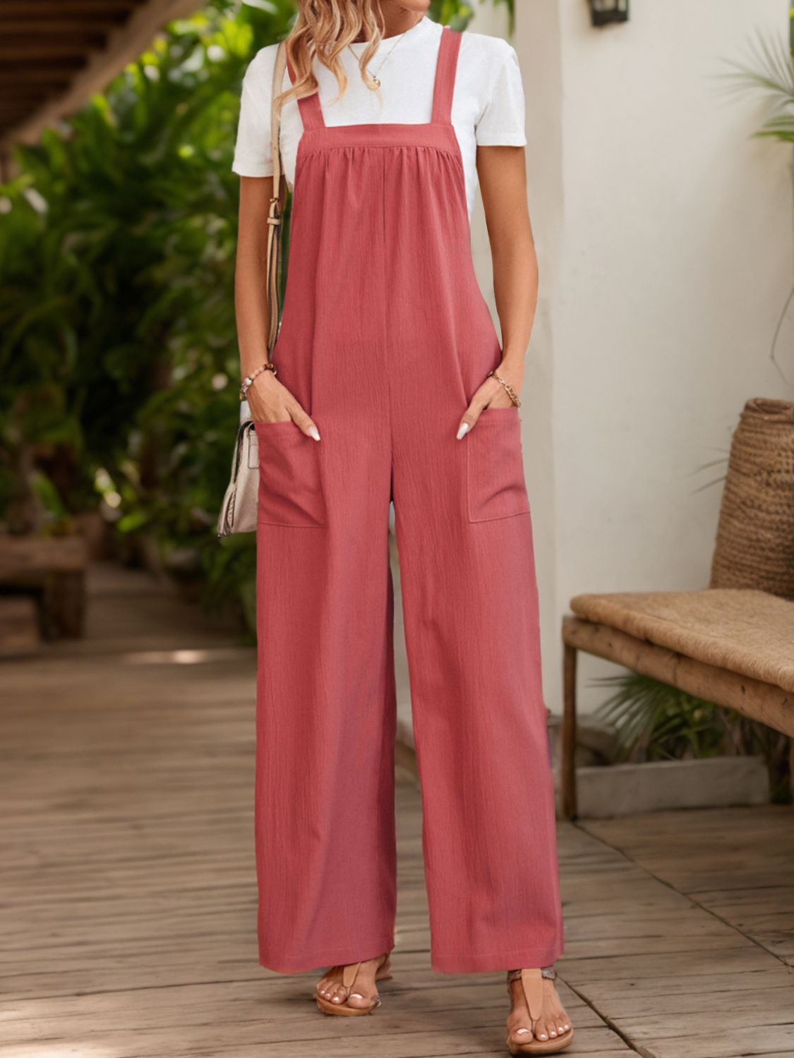 Honeybee Mumford's Square Neck Wide Strap Overalls