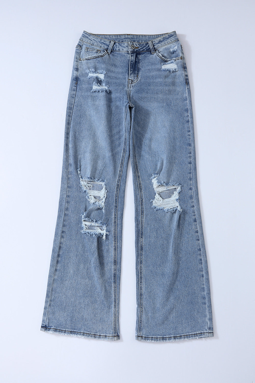 Honeybee Mumford's Sky Blue Destroyed Open Knee Wide Leg Jeans