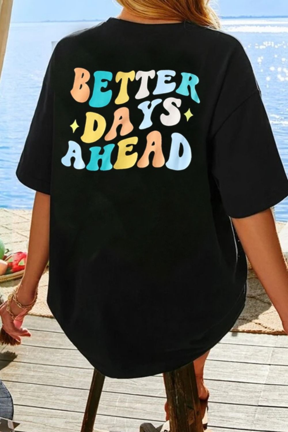 Honeybee Mumford's Graphic "BETTER DAYS AHEAD" Round Neck T-Shirt ( Black, White , Blush Pink and more)