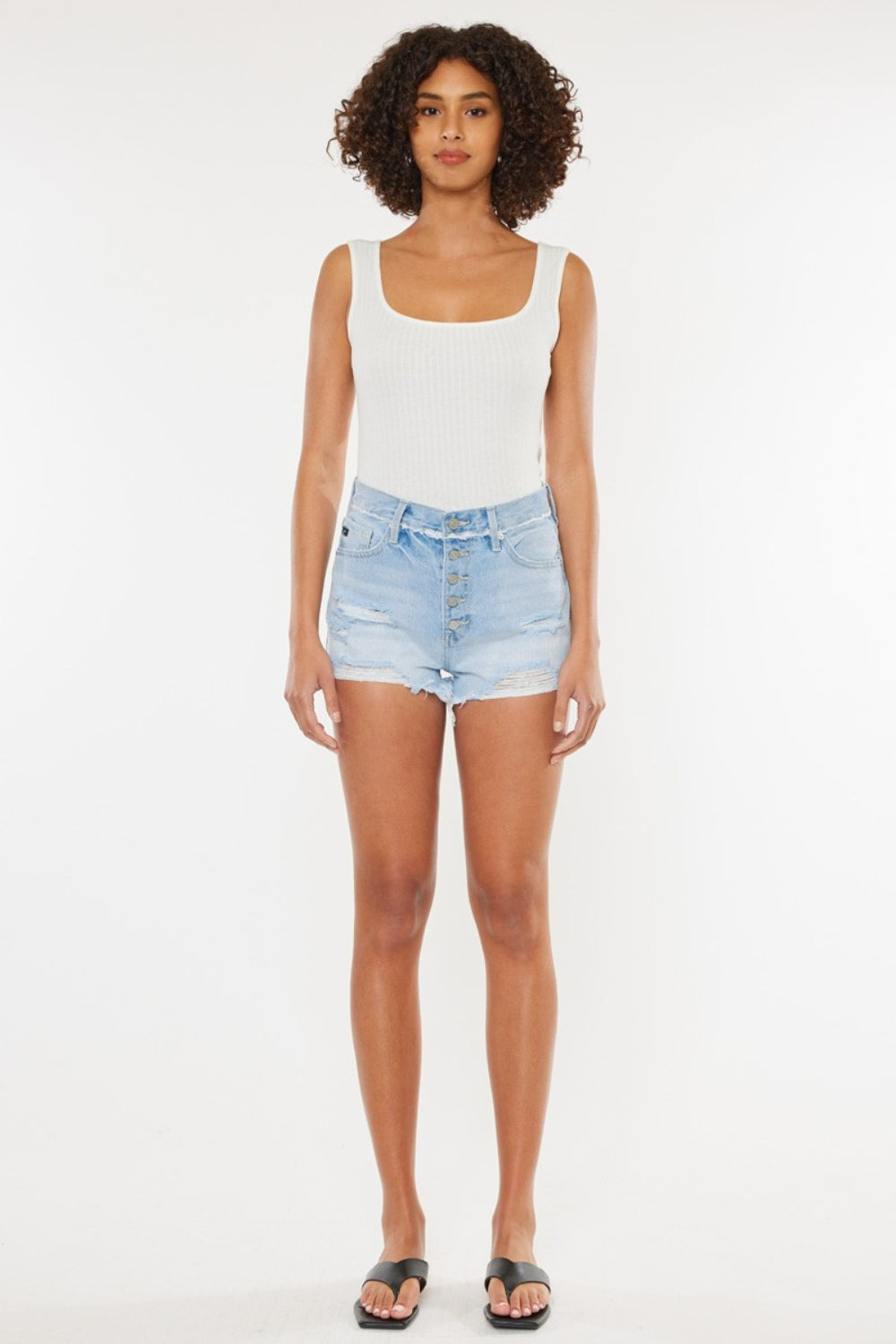 Honeybee Mumford's Distressed Button Fly Denim Shorts