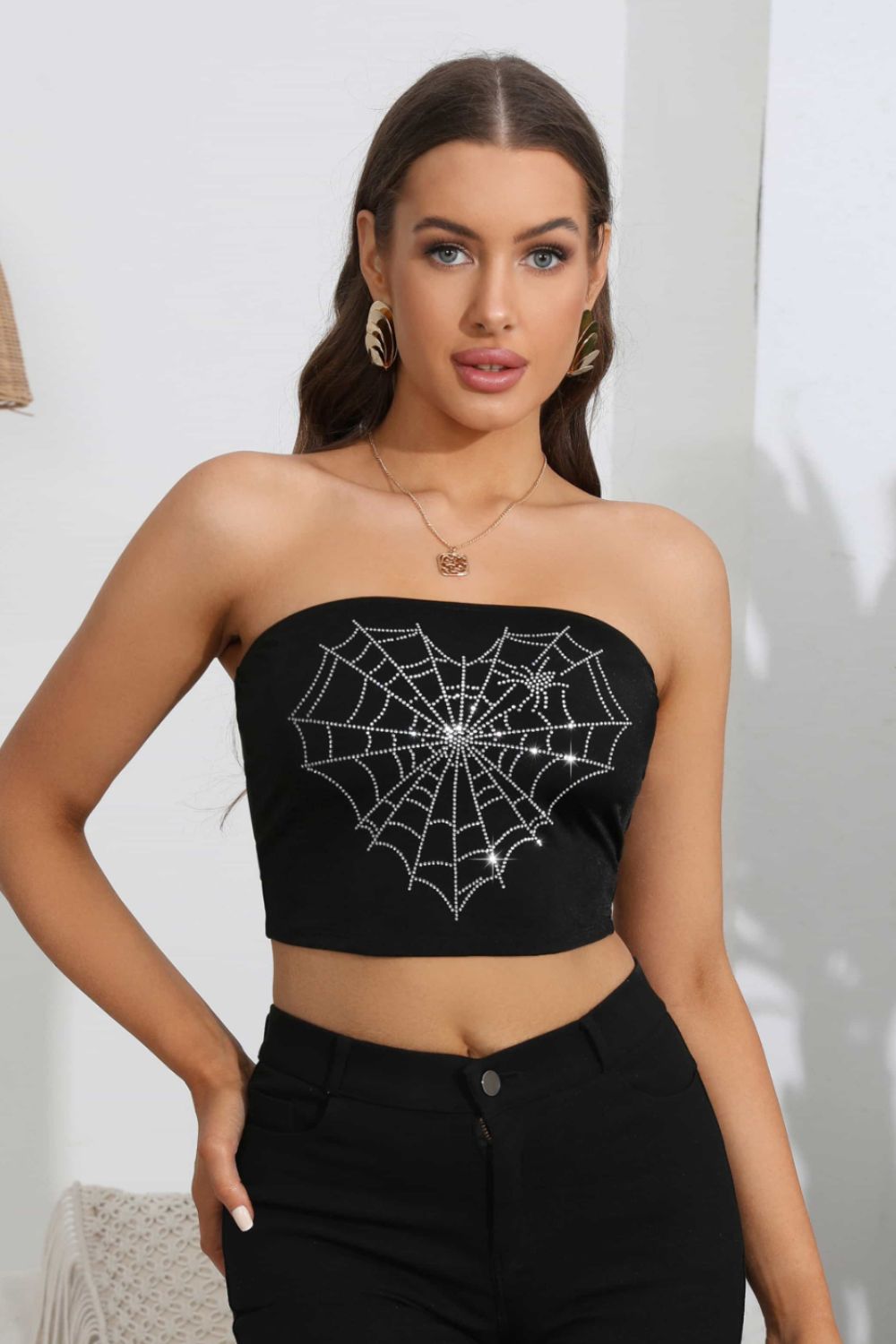 Honeybee Mumford's Heart Spider Web Graphic Tube Top