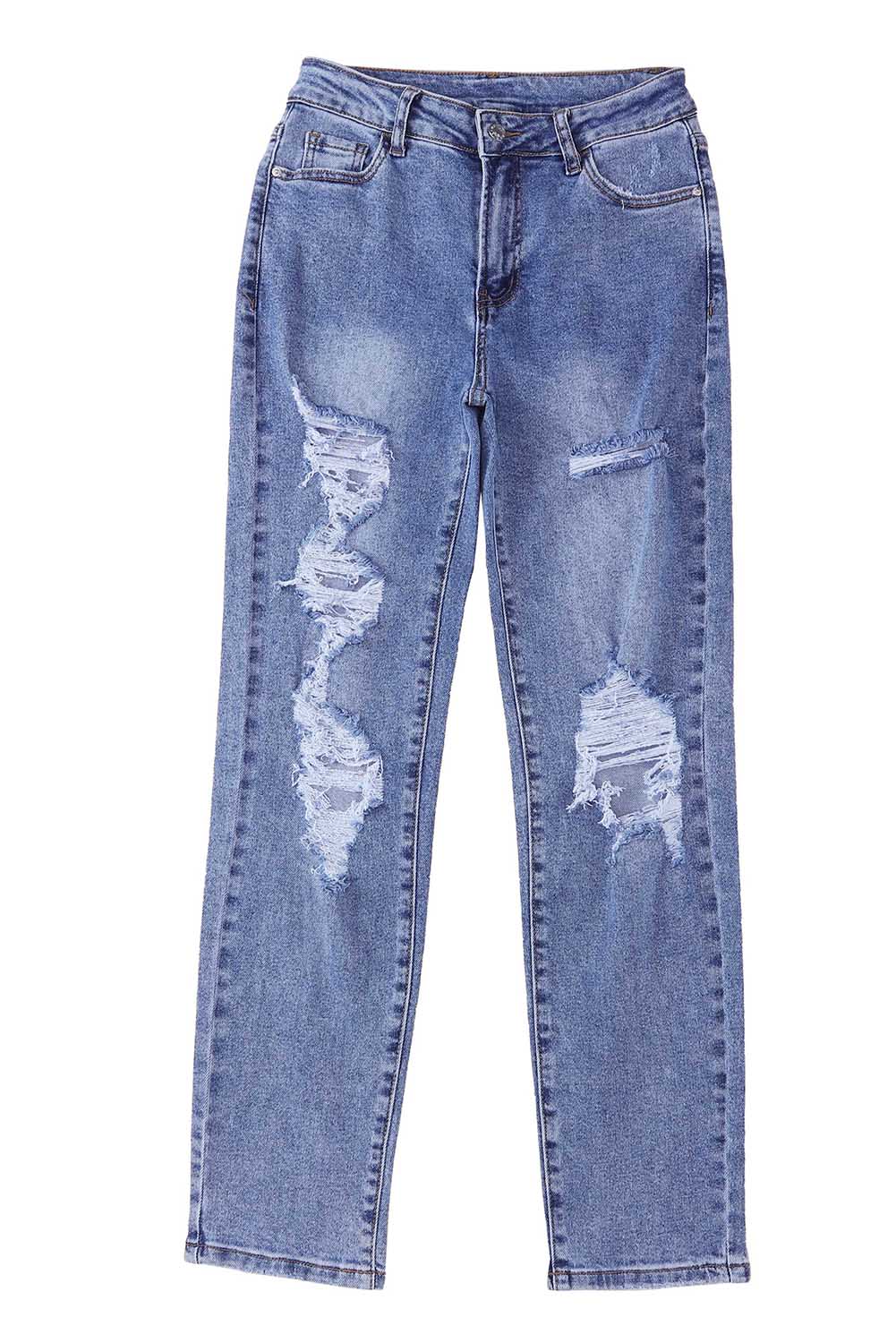 Honeybee Mumford's Sky Blue Heavy Destroyed Big Hole Boyfriend Jeans