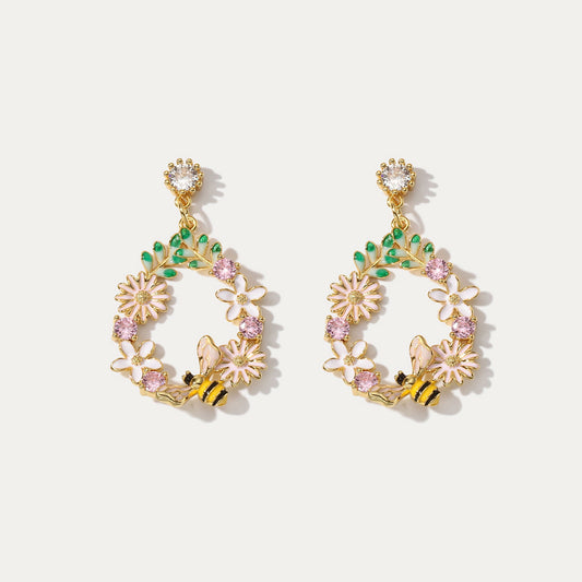 honeybee Mumford's Wreath Shape Gold-Plated Earrings