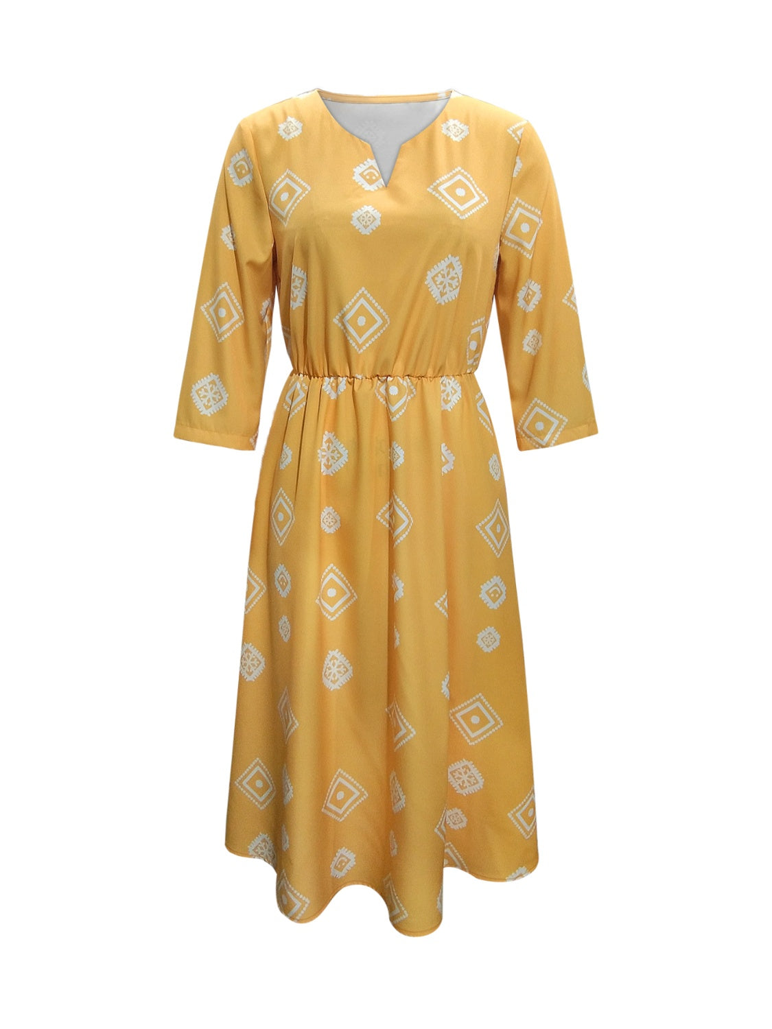 Honeybee Mumford's Geometric Notched Neck Dress