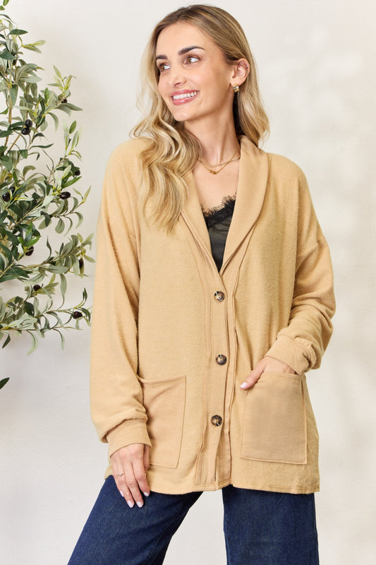 Honeybee Mumford's Heimish Full Size Button Up Long Sleeve Cardigan