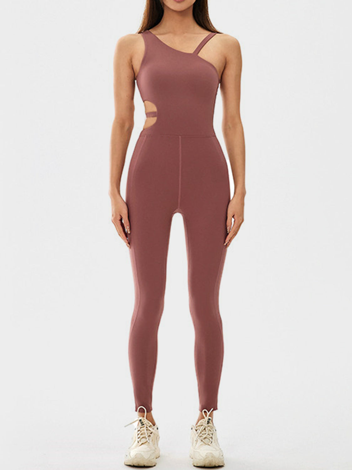 Honeybee Mumford's Cutout Asymmetrical Neck Active Jumpsuit