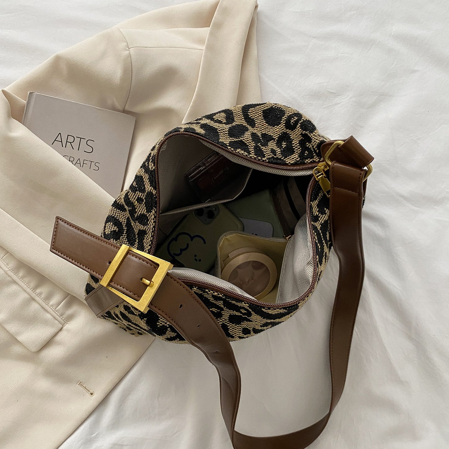 Honeybee Mumford's Leather Leopard Shoulder Bag