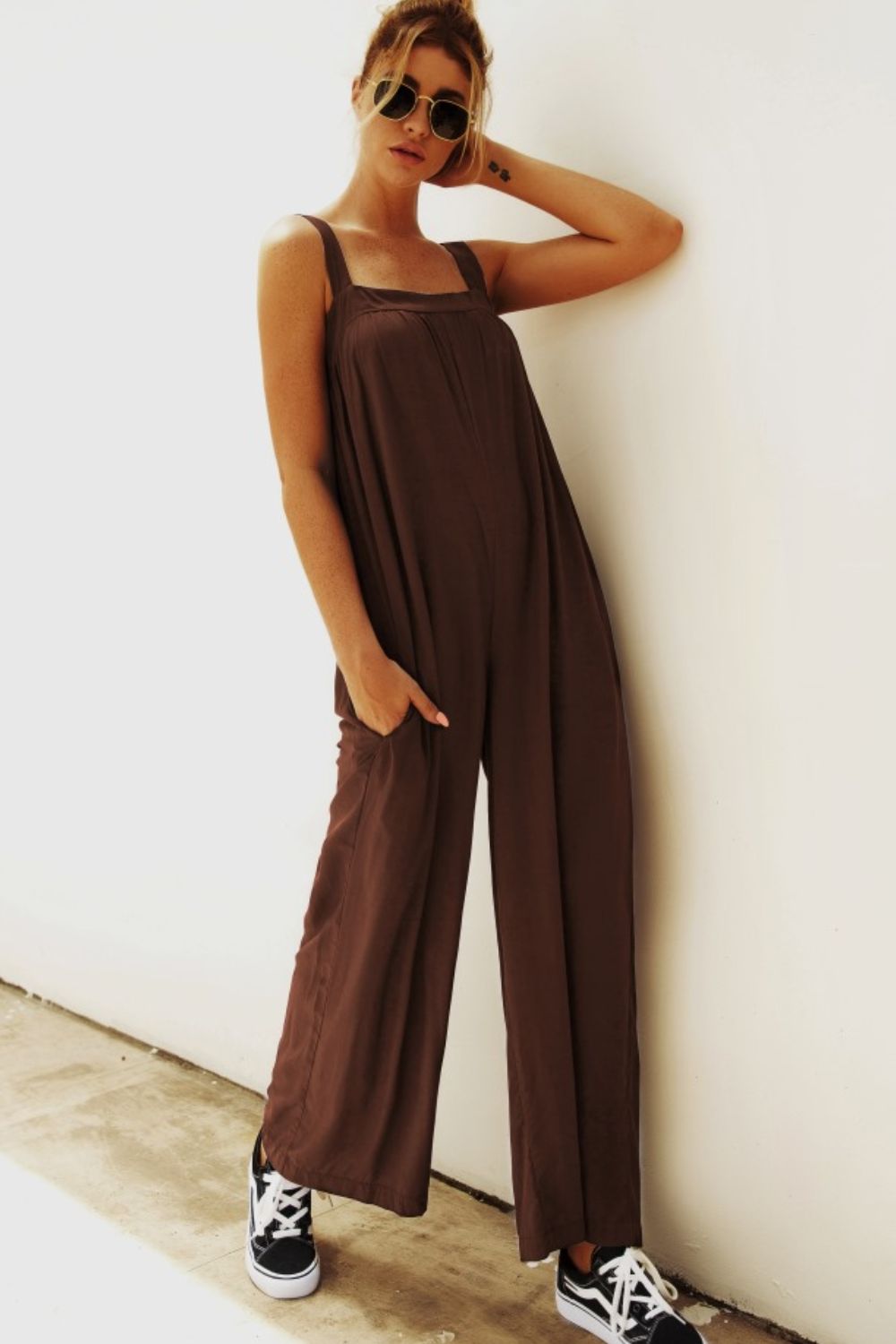 Honeybee Mumford's Wide Strap Wide Leg Jumpsuit