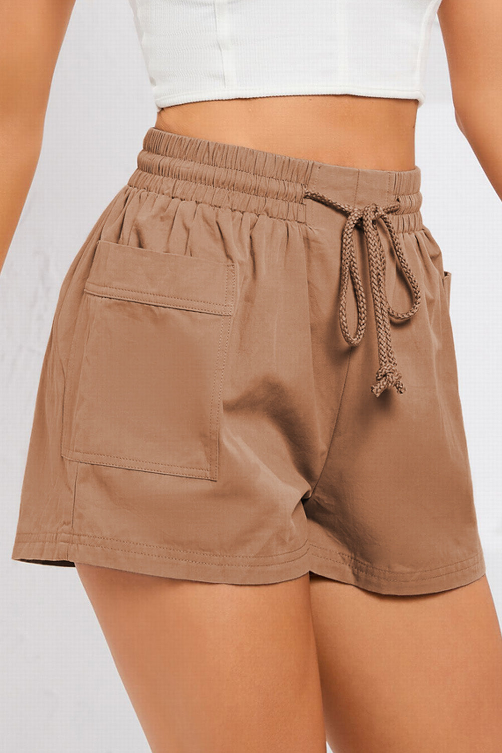 Honeybee Mumford's Drawstring Smocked Waist Pocketed Shorts