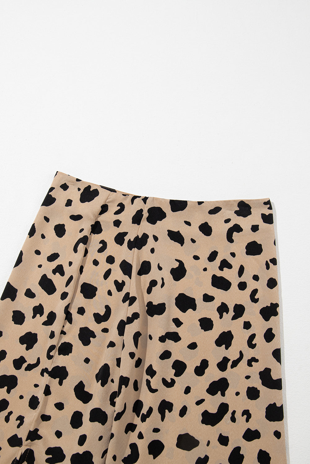 Honeybee Mumford's Khaki Leopard Spots Printed Split Hem Midi Skirt