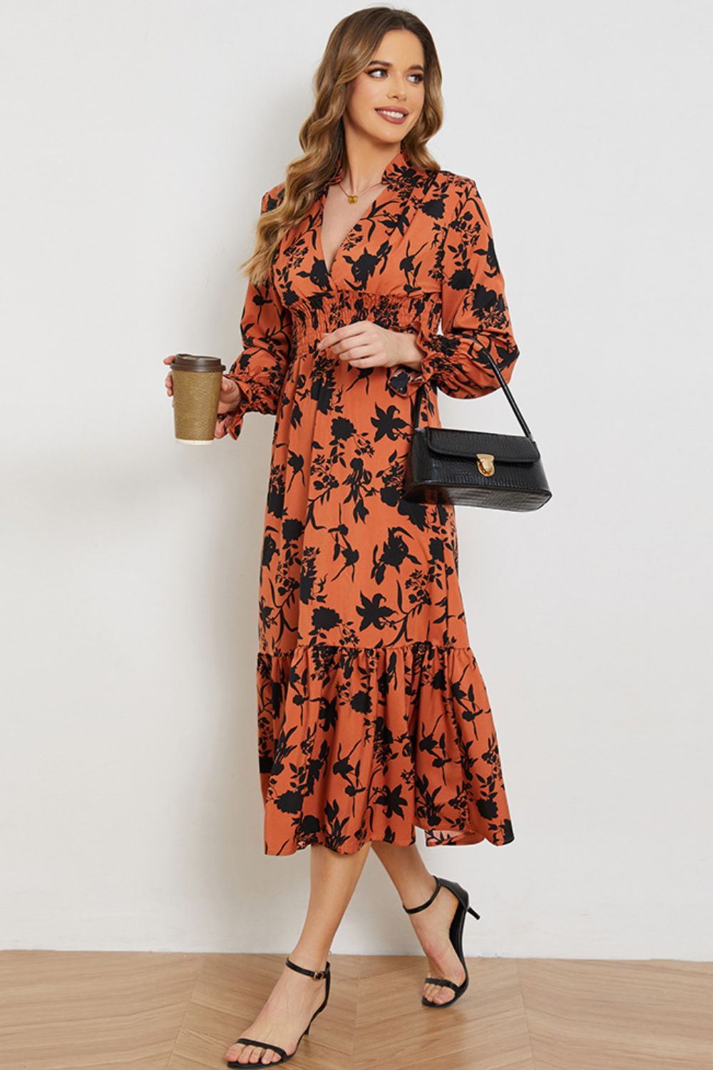 Honeybee Mumford's Floral Long Sleeve smocked Dress