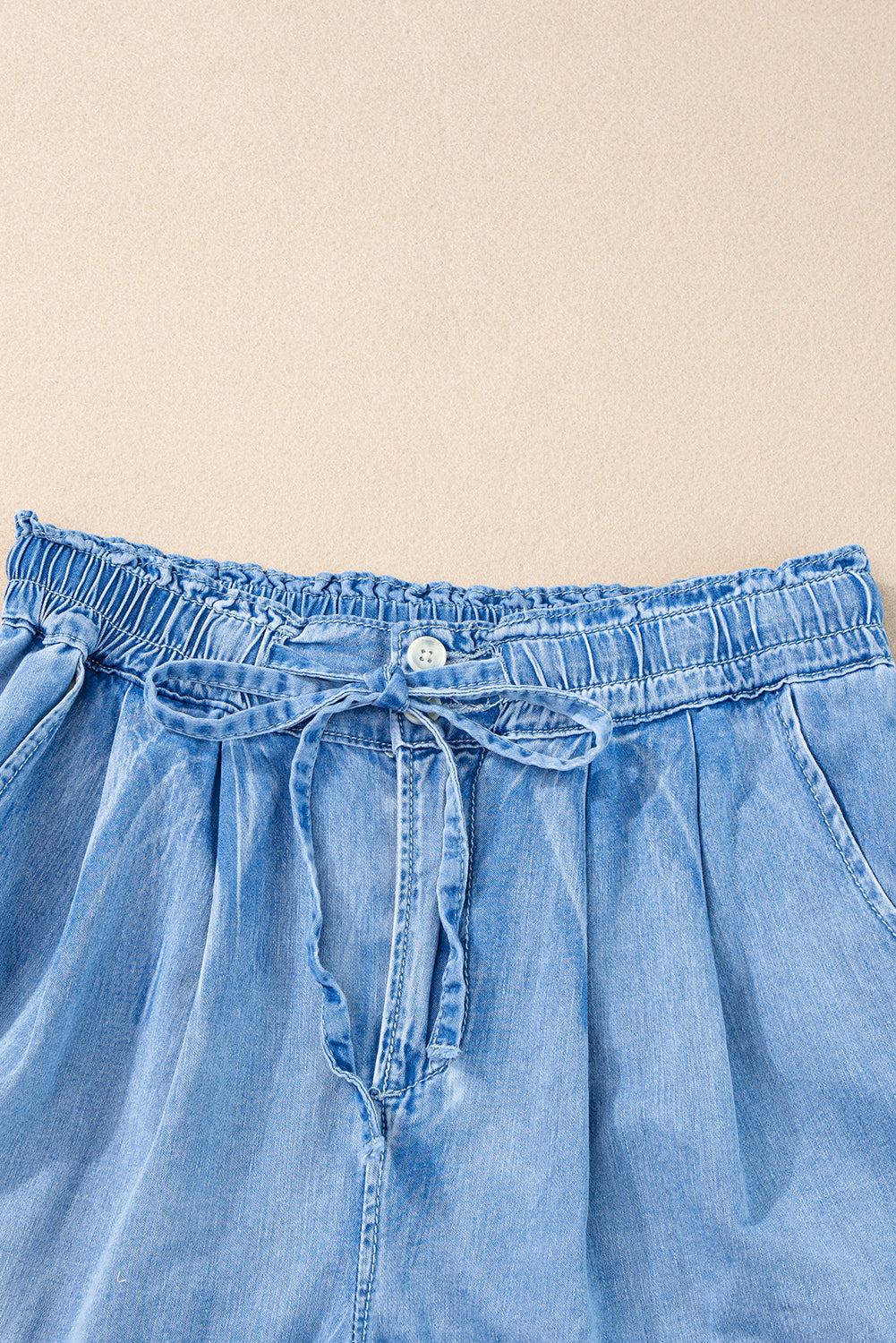 Honeybee Mumford's Beau Blue Casual Chambray Drawstring Shorts