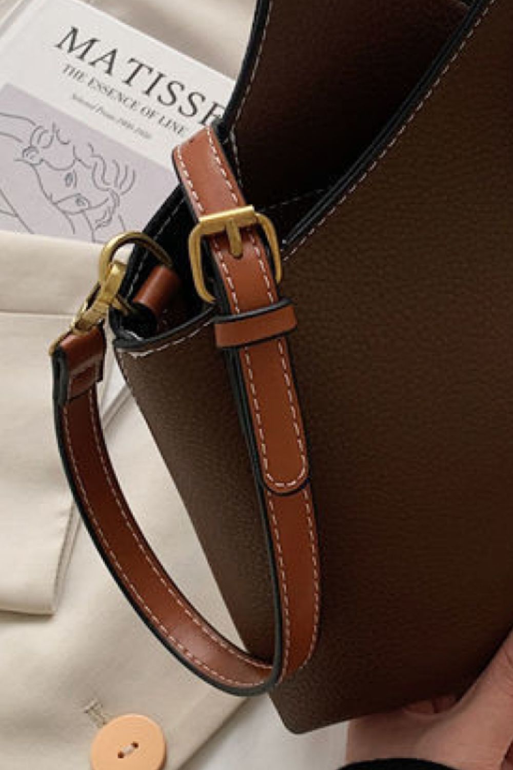 honeybee Mumford's Leather Bucket Bag