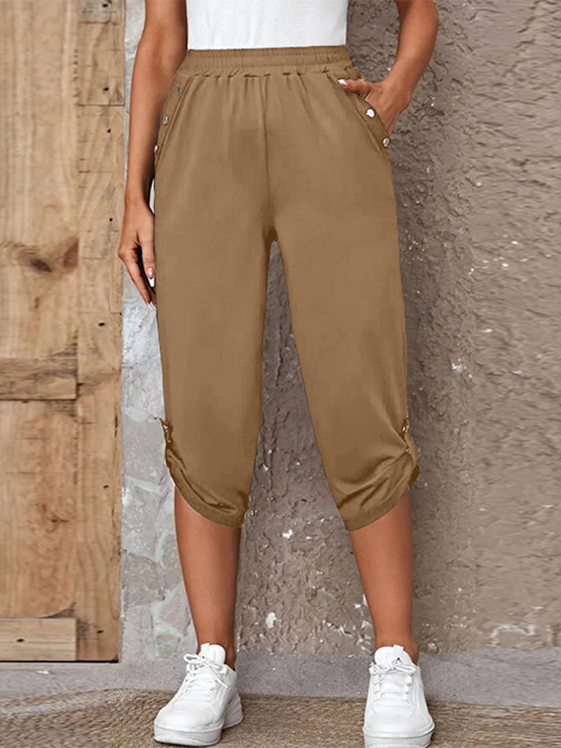 Honeybee Mumford's Full Size Roll-Tab Capris Pants