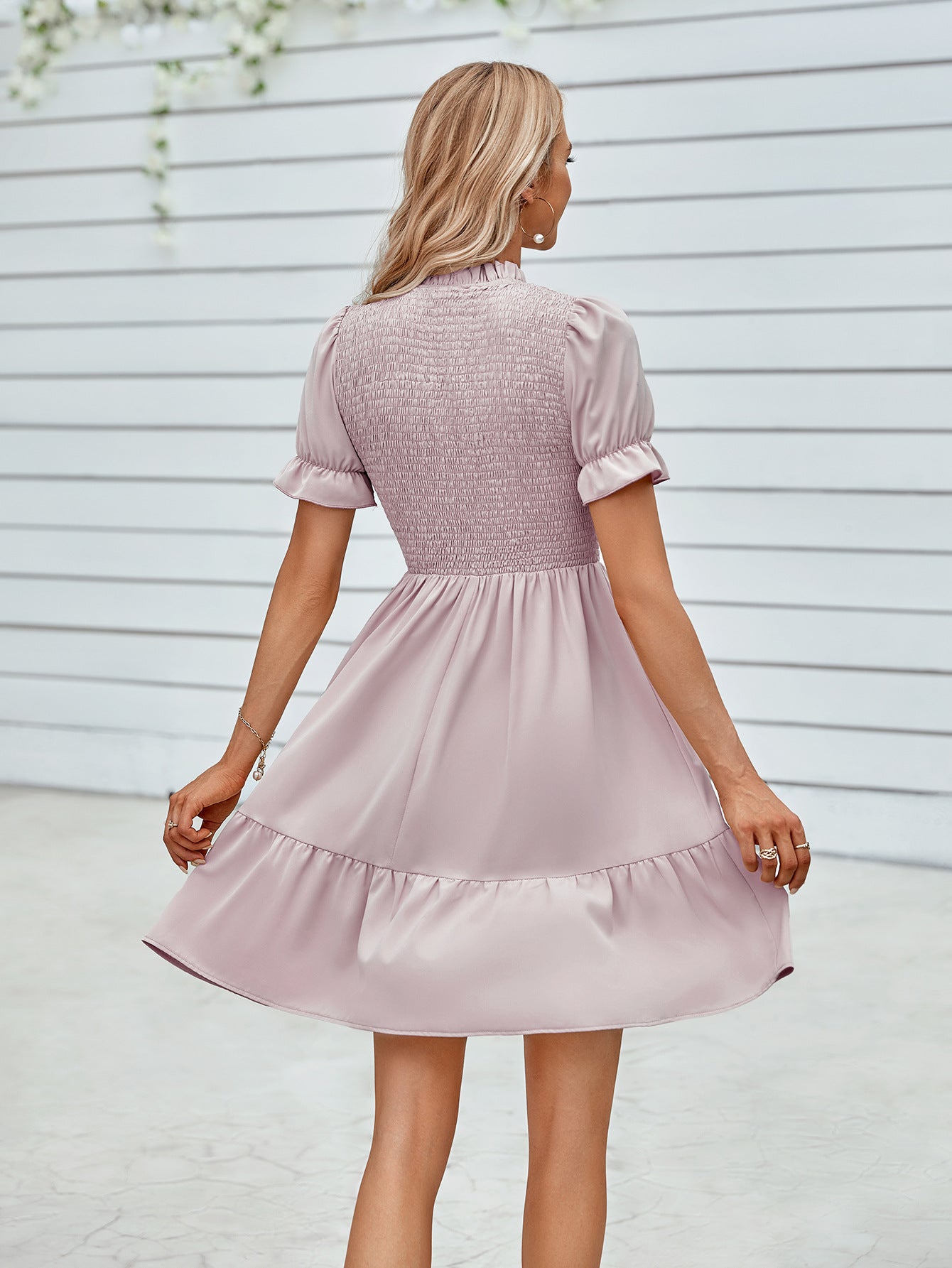 Honeybee Mumford's Short Sleeve Dress w/ Flounce Smocked