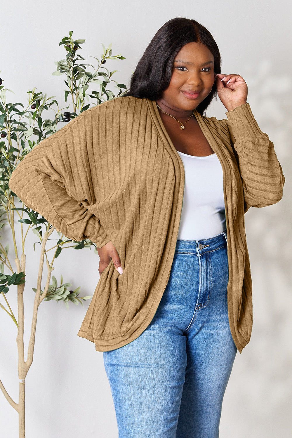 honeybee Mumford's Ribbed Cocoon Cardigan( Black, Khaki, Dark Blue and more )