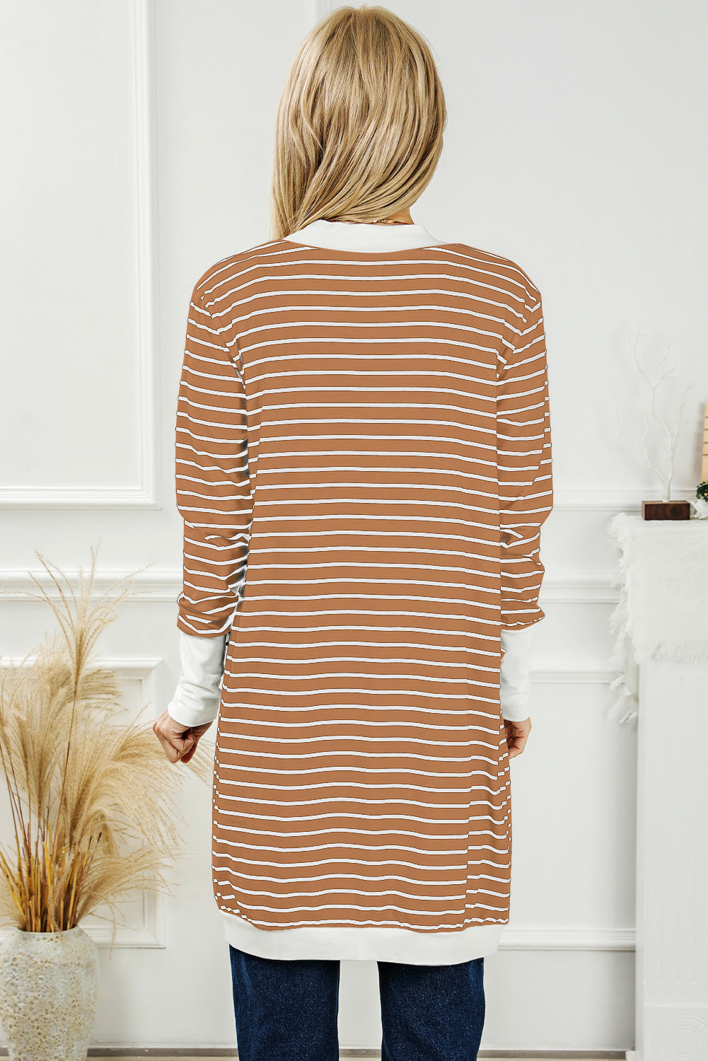 Honeybee Mumford's Striped Open Front Longline Cardigan