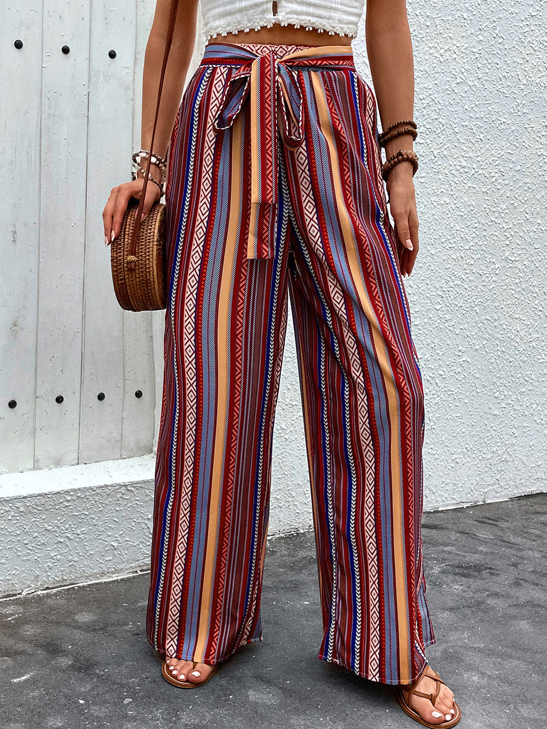 Honeybee Mumford's Tied Geometric Wide Leg Pants