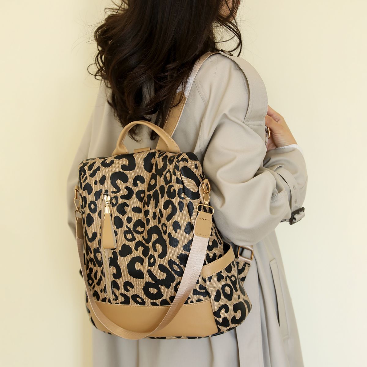 honeybee Mumford's Leopard Leather Backpack Bag