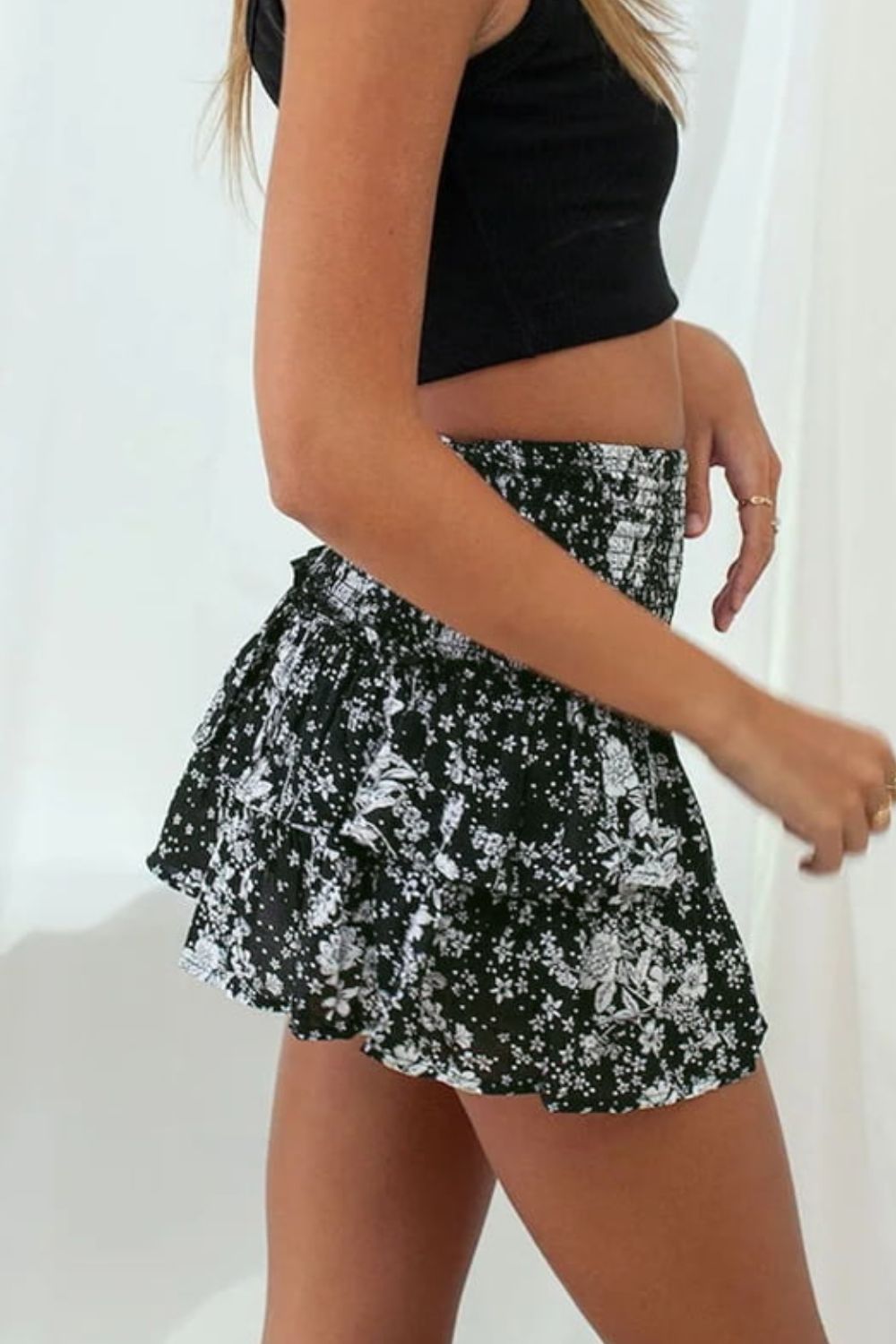 Honeybee Mumford's Printed Frill Trim Smocked Mini Skirt