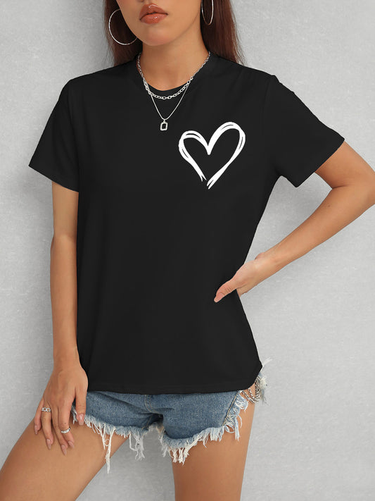 Honeybee Mumford's Heart Round Neck Short Sleeve T-Shirt