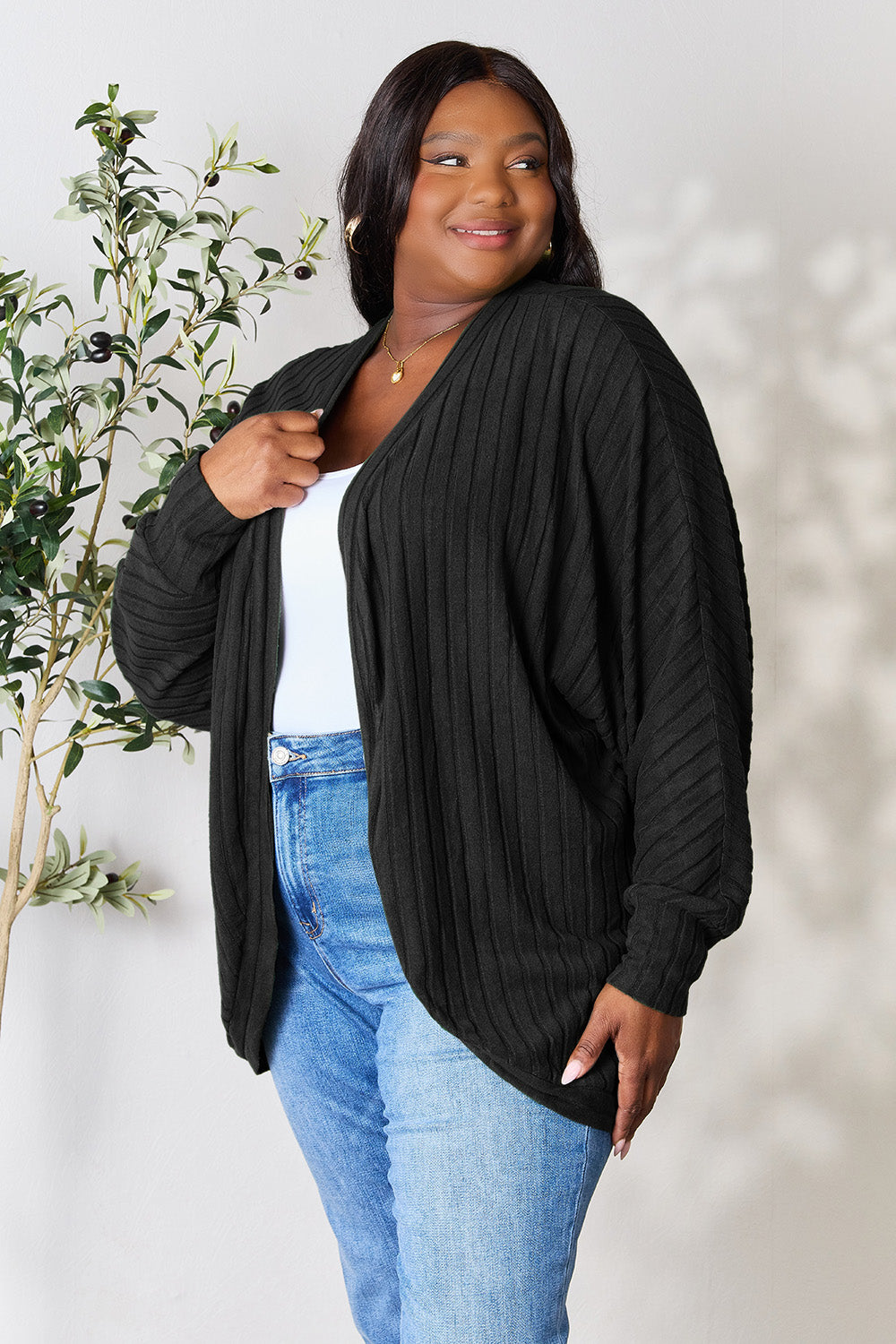 honeybee Mumford's Ribbed Cocoon Cardigan( Black, Khaki, Dark Blue and more )