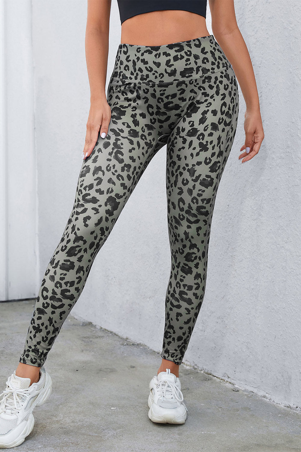 Honeybee Mumford's Leopard Print Wide Waistband Leggings