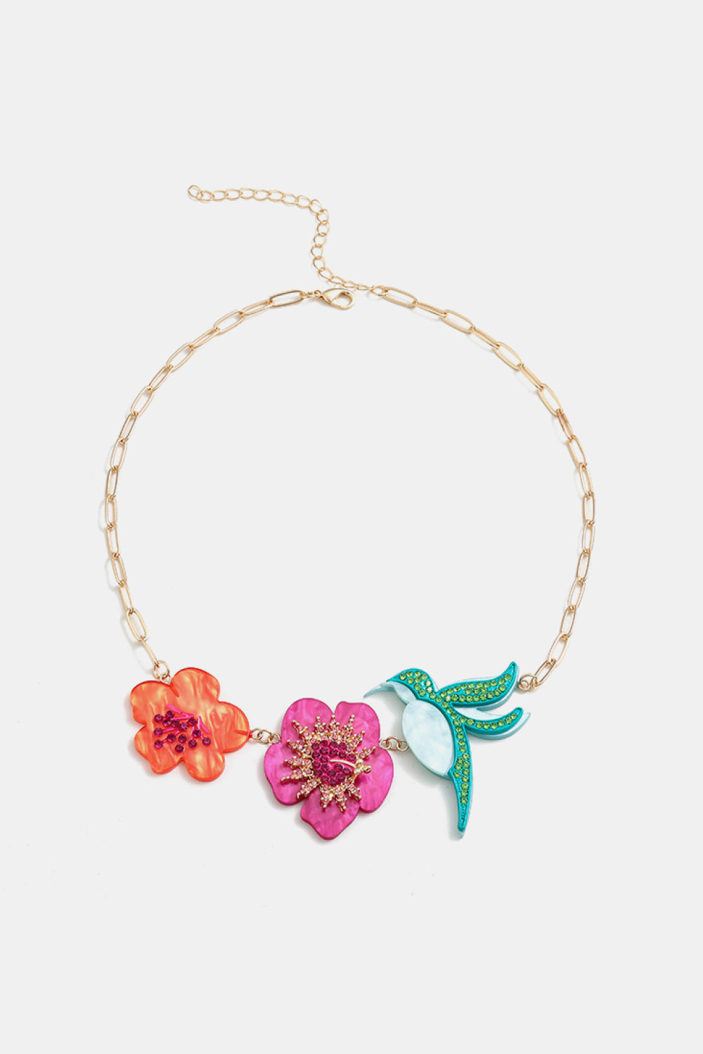 honeybee Mumford's Flower & Bird Rhinestone Necklace