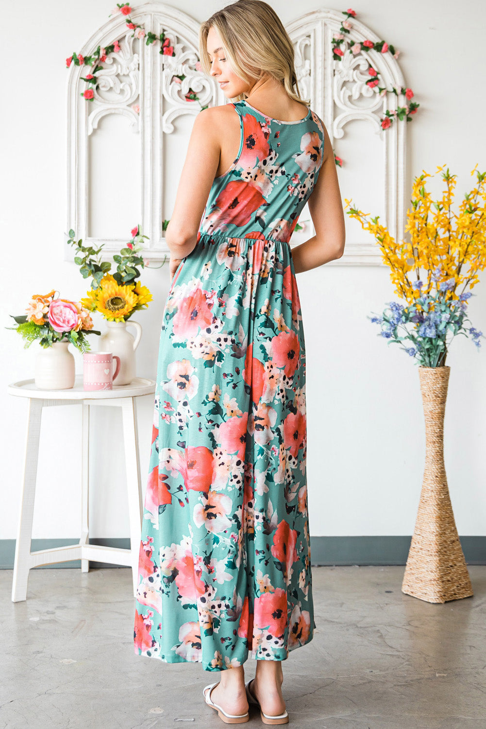 Honeybee Mumford's Floral Sleeveless Maxi Dress with Pockets