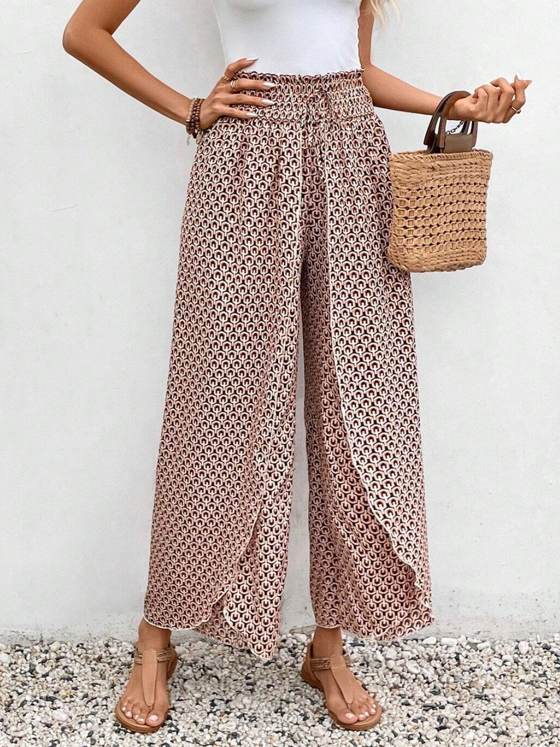 Honeybee Mumford's Tied Printed Wide Leg Pants