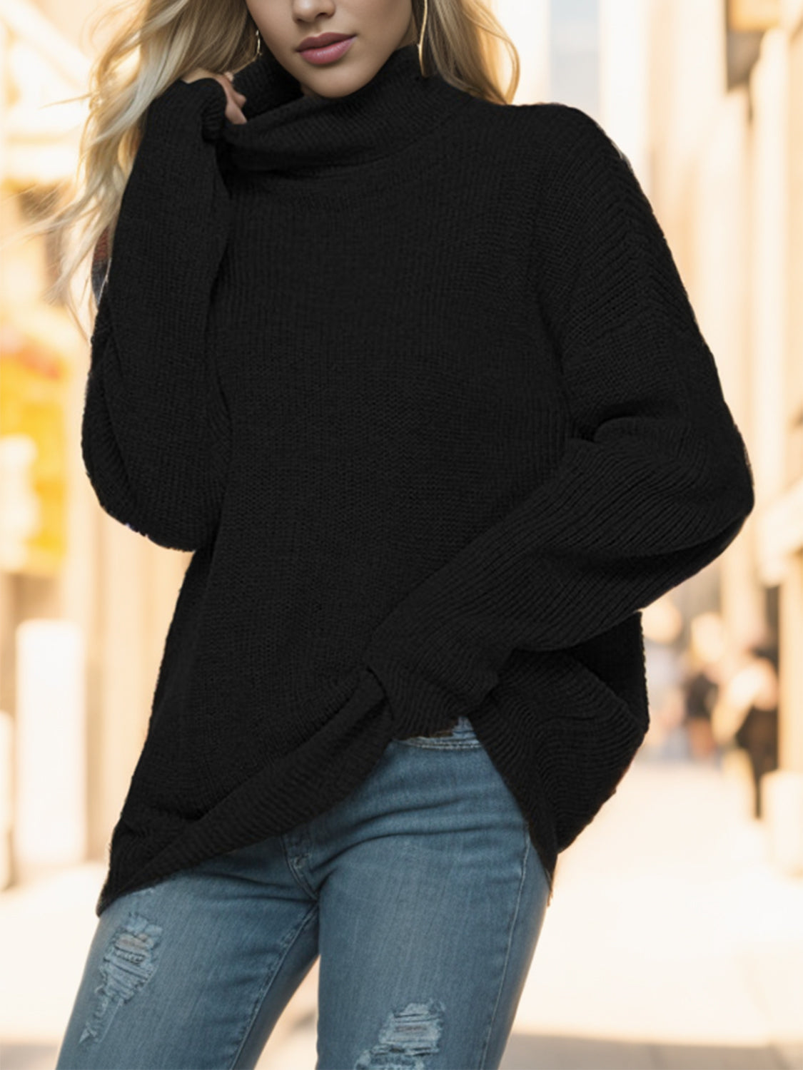 Honeybee Mumford's Turtleneck Drop Shoulder Long Sleeve Sweater