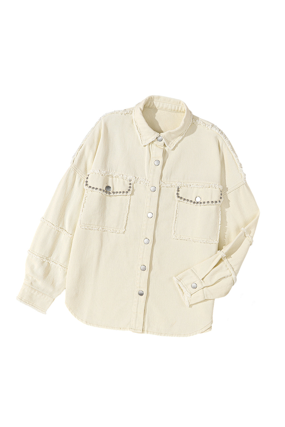 Honeybee Mumford's White Frayed Exposed Seam Denim Jacket