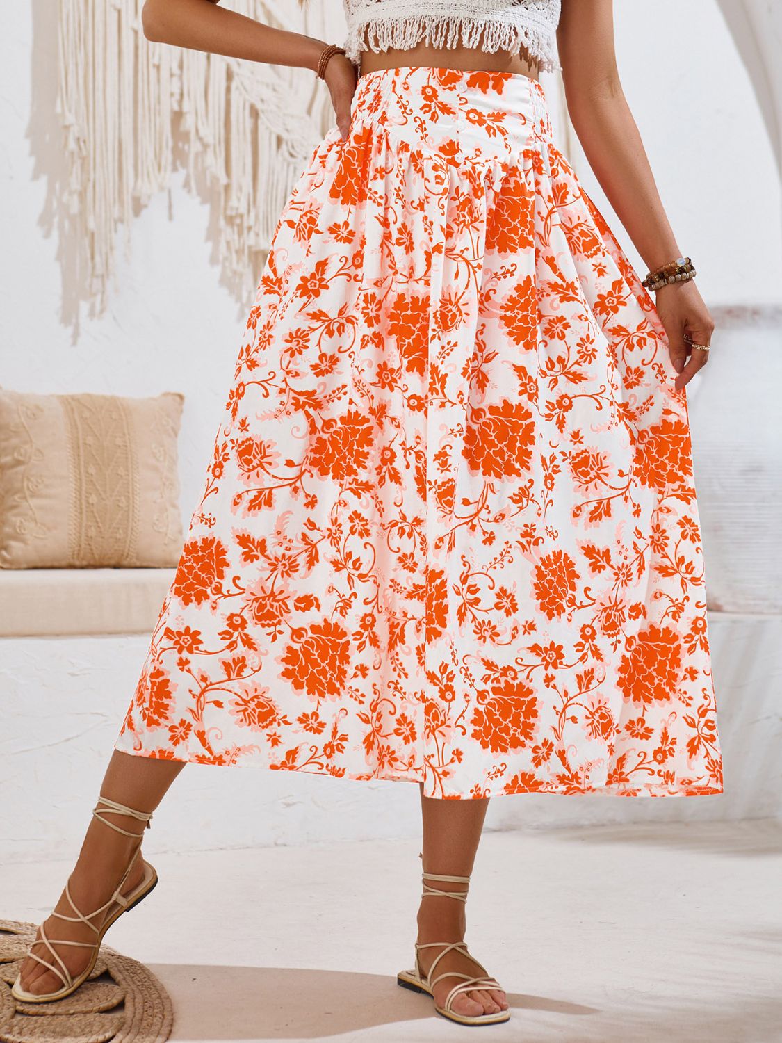 Honeybee Mumford's Printed Elastic Waist Midi Skirt