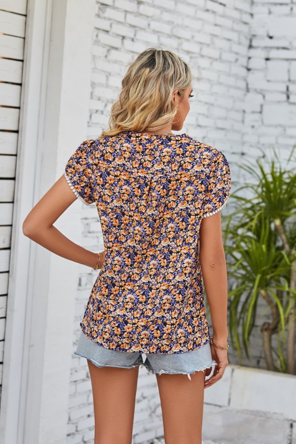 Honeybee Mumford's Floral Notched Neck Blouse