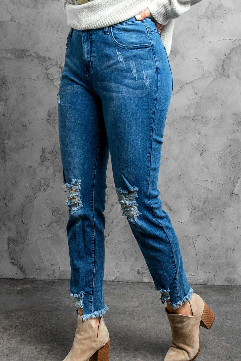 Honeybee Mumford's Stylish Distressed Cropped Jeans