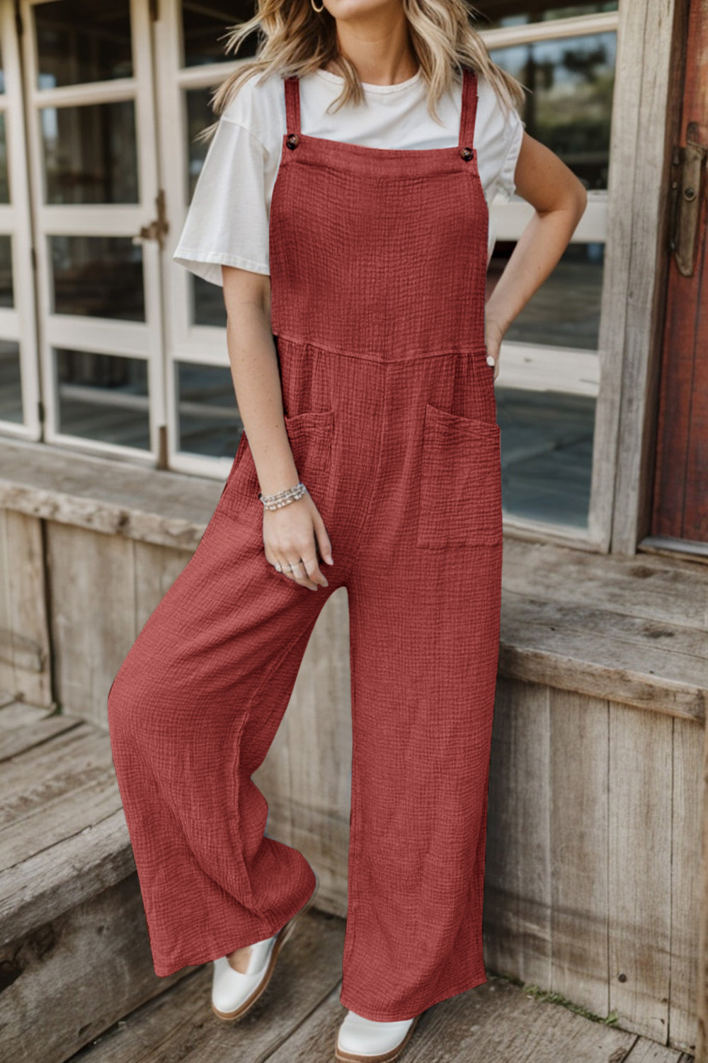 Honeybee Mumford's Full Size Wide Leg Front Pocket Jumpsuit