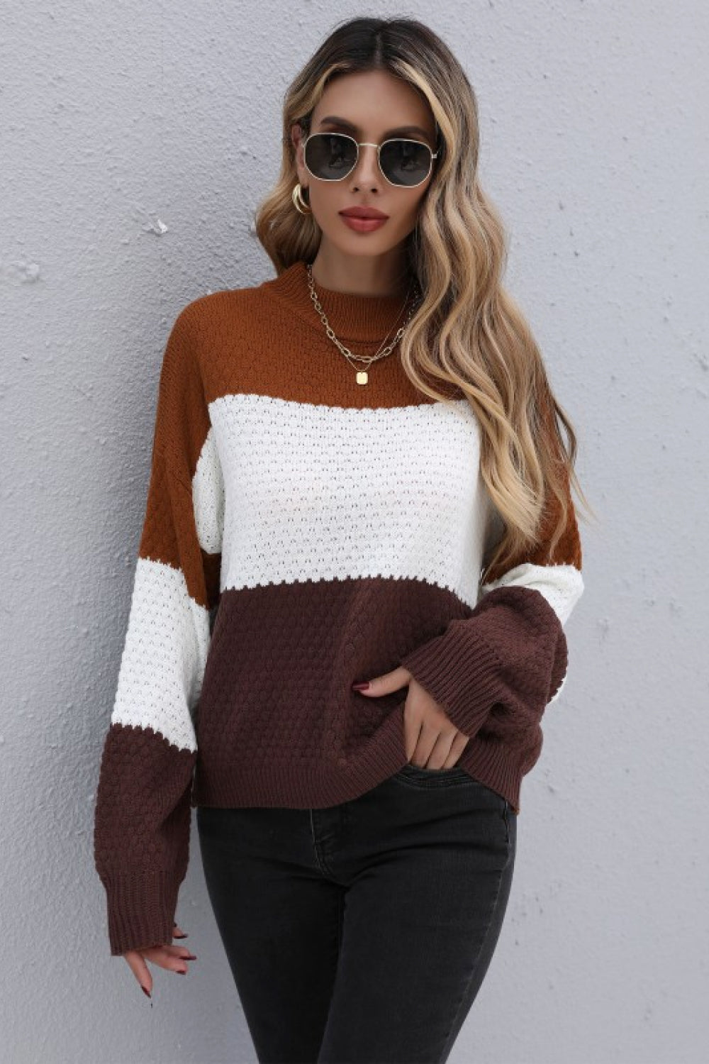 Honeybee Mumford's Color Block Long Sleeve Sweater