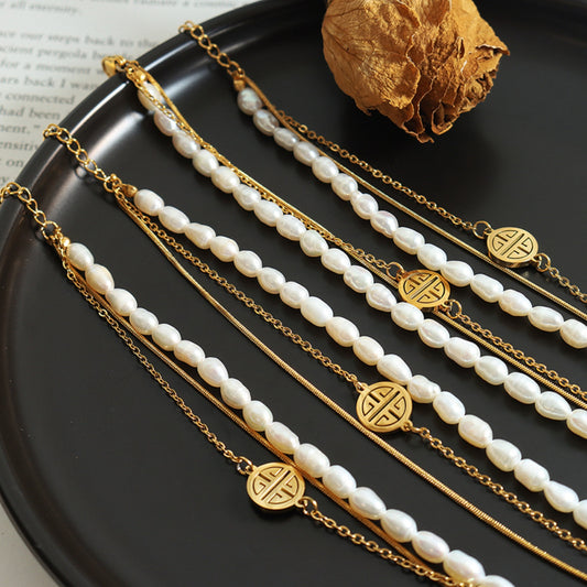 honeybee Mumford's Three-Layered Pearl Bracelet